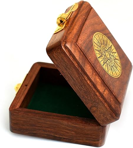 TA dizayn Caja de madera antigua de madera de palisandro indio de 3 pulgadas, caja de almacenamiento decorativa vintage, antigua