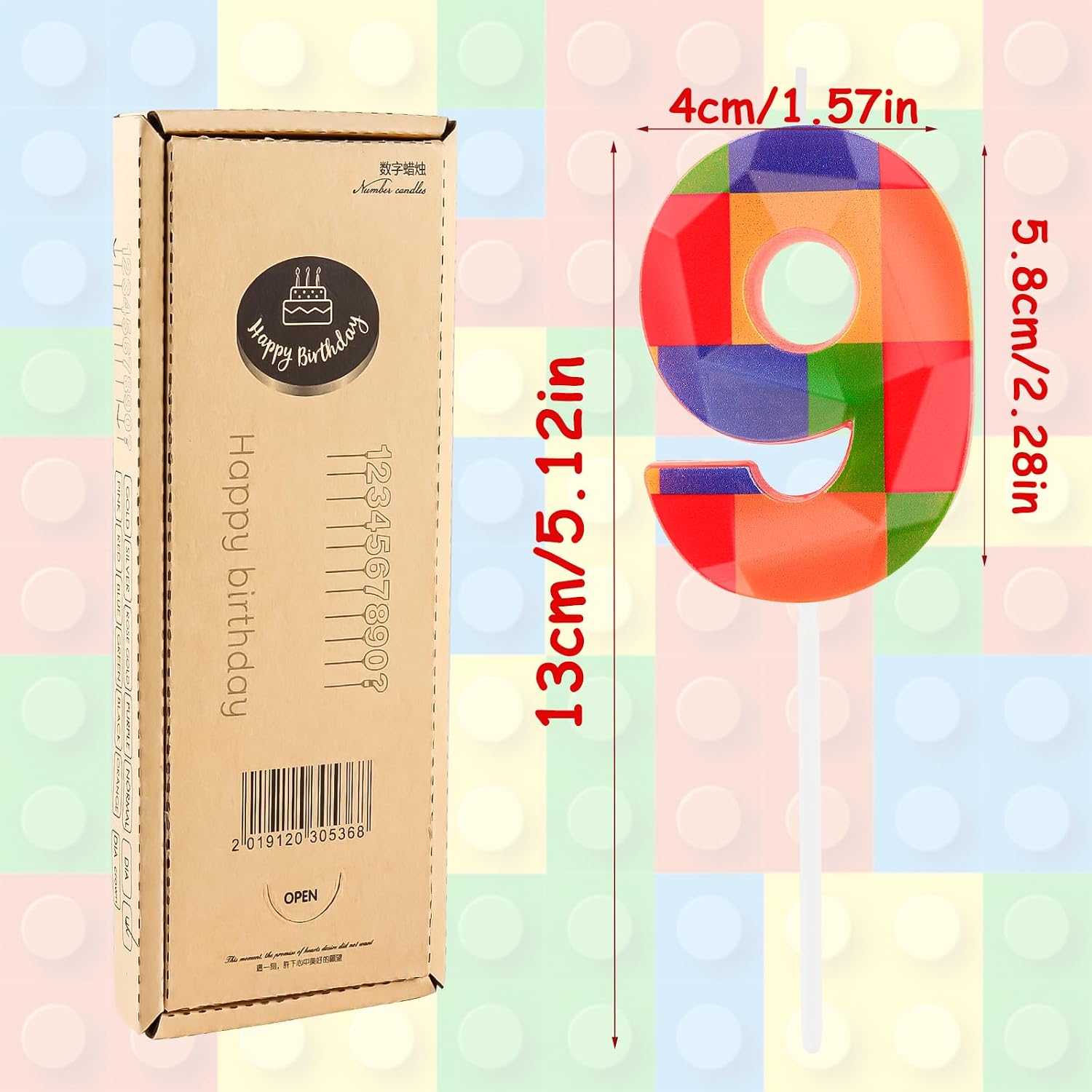 3D Colorful Building Block Number 13 Candle Candle Candy Building Block Bricks Happy Cake Candles Cake Topper for Birthday Party Decorations Supply image 2