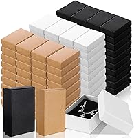 Tenceur 100 Pack Valentine's Jewelry Gift Boxes - Kraft Cardboard Bulk for Necklace Earring Bracelet (Brown White Black 3.2x2x1.2in)