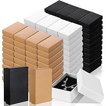 100 Pcs Valentines Jewelry Gift Boxes Bulk Kraft Jewelry Cardboard Box for Necklace Earring Bracelet Storage Package(Brown, White, Black,3.2x2x1.2in)