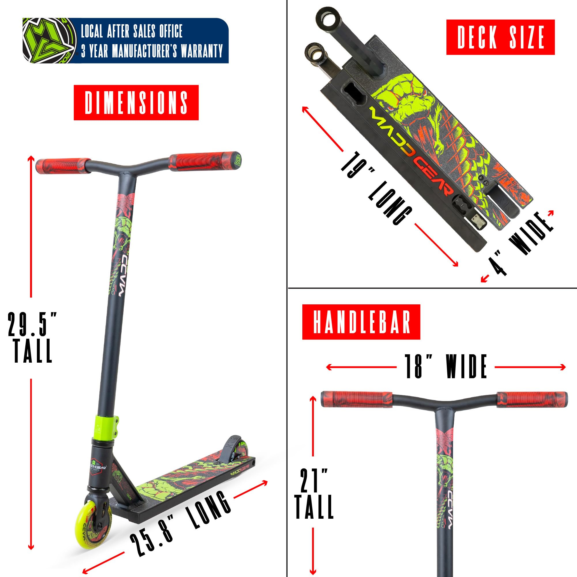 Scooter Pro Stunt Trick para niños de 5 a 12 años – Monopatín ligero y duradero de estilo libre para skatepark y calle – Fácil montaje –  MG2 5