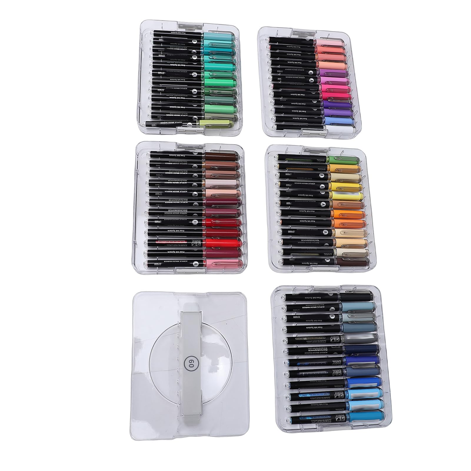 Rengue Pennarelli, Penne e Pennarelli a Vernice Acrilica da 60 Colori Permanenti Resistenti all'acqua per Progetti Artistici su Carta e Tessuto a Vernice Acrilica da 60 Colori, Punta Fine e Materiali