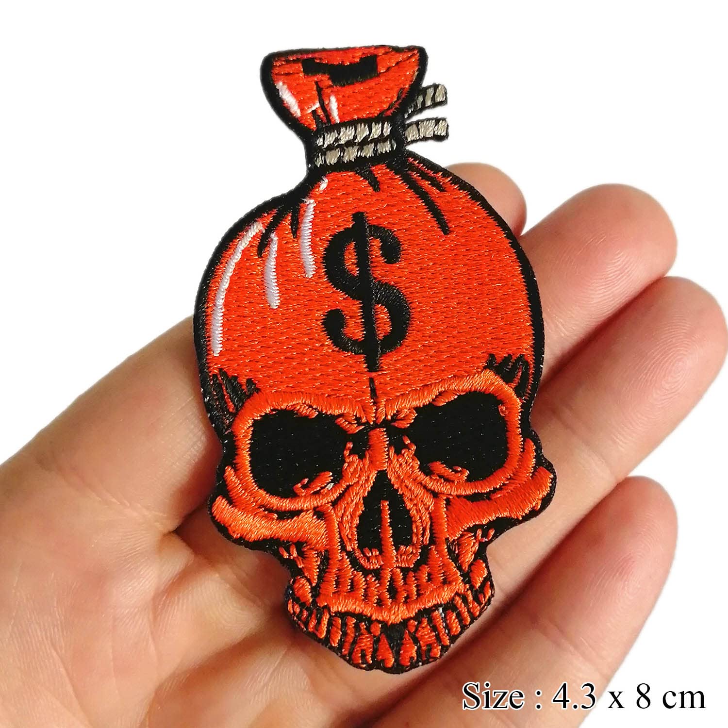 CHBROS Skull Embroidered Iron On Patch – 3.7" X 1.6" Applique For Jackets, Jeans, Backpacks (DIY Clothing Decoration)