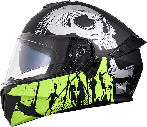 Miniatura 3 de KYPARA Casco modular de doble visera abatible de cara completa para motocicleta con certificación DOT de impresionismo