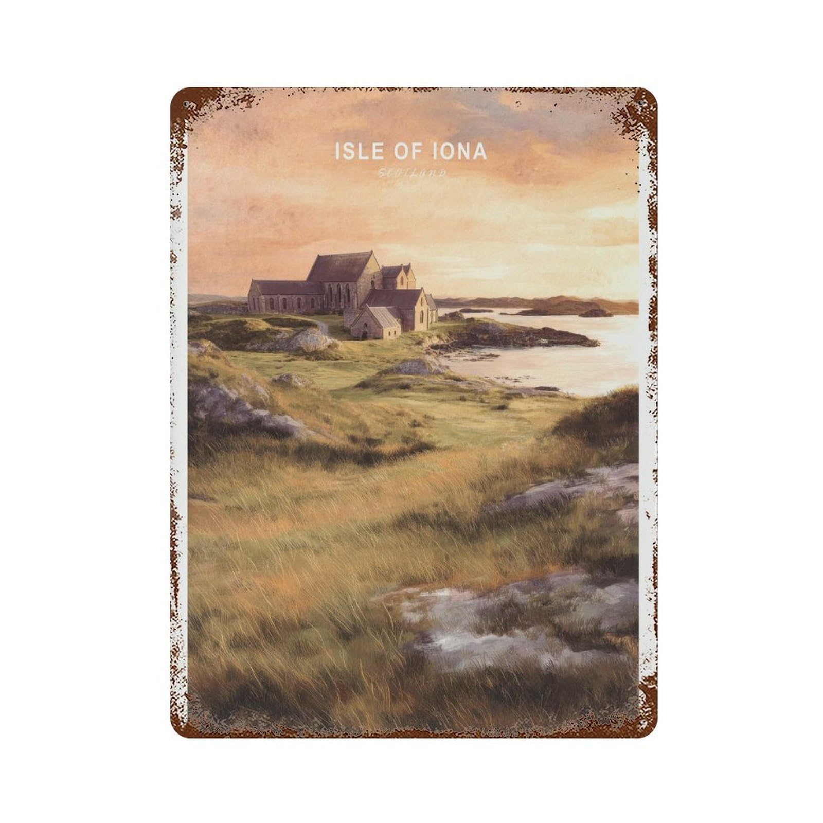 xiaoxiaoshen Isle of Iona Scotland Travel Coastal Landscape Wall Decor Art Metal Tin Poster Modern Home Decor Art Home Bar Shop Decorations Vintage Sign 40x30cm