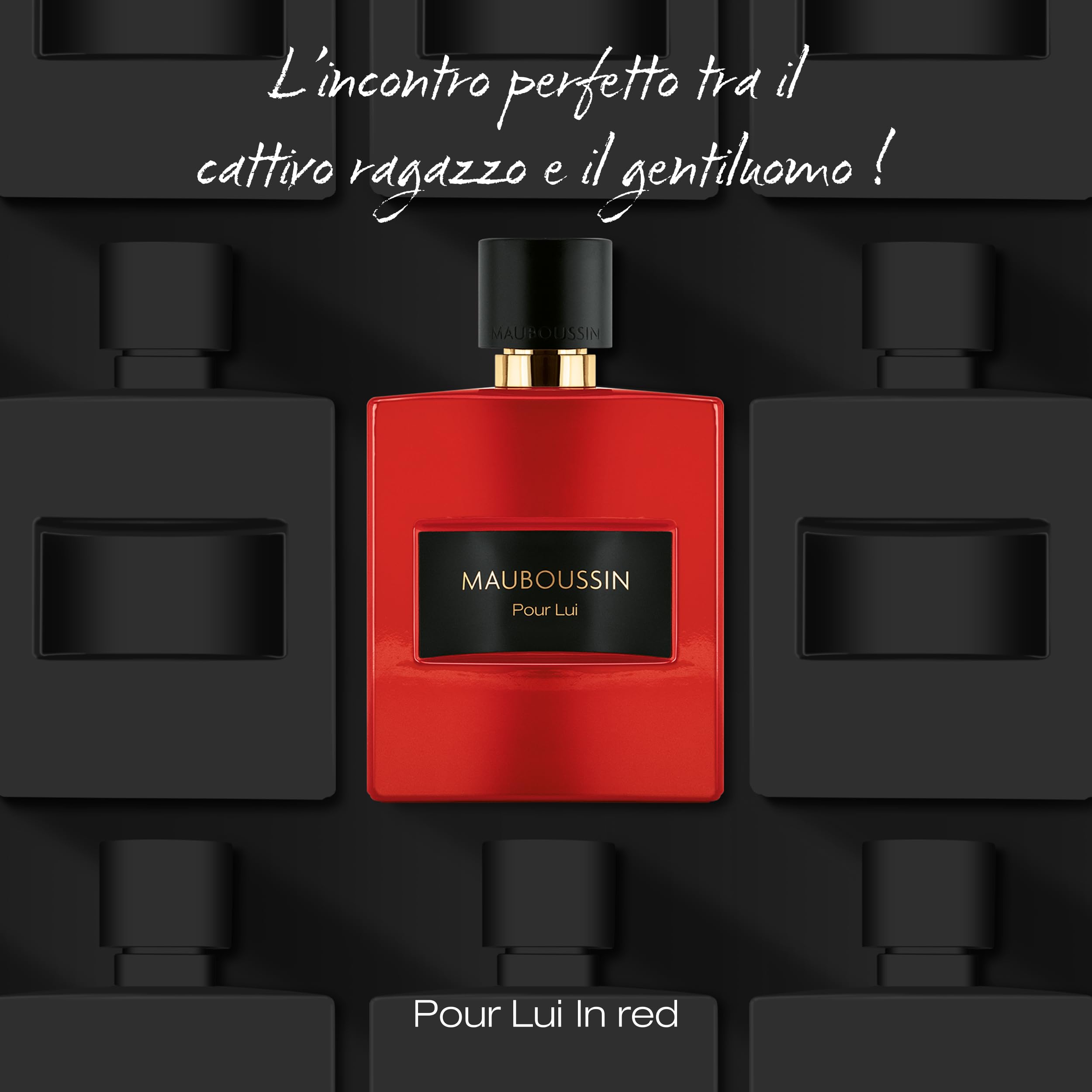 Mauboussin - Per Lui In Red 100 ml + 20 ml (Travel Spray) - Eau de Parfum Homme - Fragranza legnosa e speziata