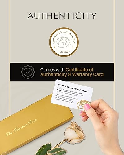 Miniatura 8 de Forever Rose Rosa de diamante bañada en oro de 24 quilates, piedra natal de abril, una rosa blanca real única y eterna sumergida en oro de 24