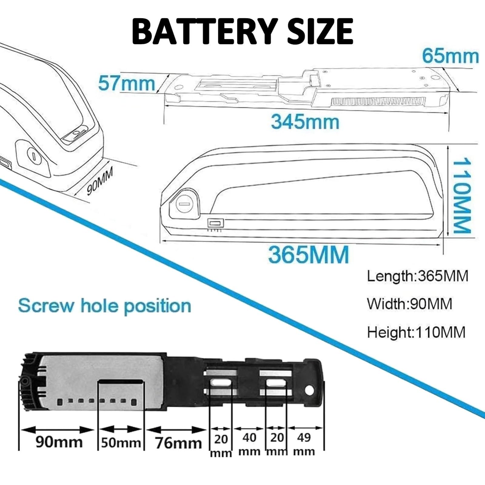 Batterie Lithium 36V 20Ah pour Vélo Électrique avec Protection BMS, Batterie Li-ION Rechargeable, Batterie Remplacement pour Kit Conversion Vélo Électrique À Monter Soi-Même