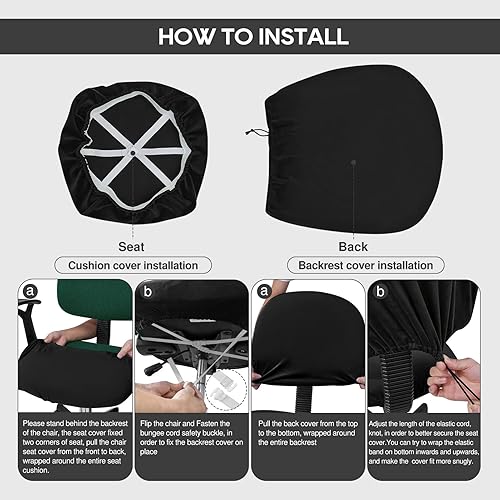 Miniatura 5 de NeColorLife Fundas de terciopelo para silla de oficina, fundas elásticas para silla de escritorio, fundas gruesas y duraderas para sillas