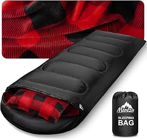 MEREZA Sleeping Bag for Adults Mens, Cold Weather Sleeping Bags XL Queen Size Sleeping Bag with Compression Sack for All Season Camping Hiking Backpacking