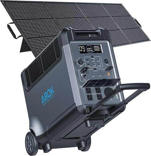 ABOK Ark3600 3840Wh 3600W Portable Power Station + 200W Solar Panel for Home Backup, RV, Camping, Off-Grid