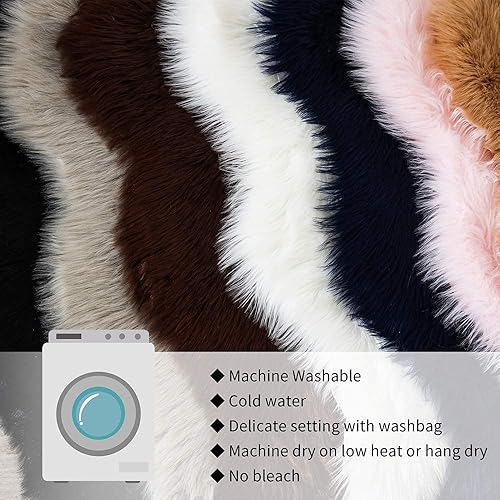 Miniatura 6 de Carvapet - Alfombra de piel de oveja sintética de lujo para funda para sofá silla alfombra pequeña para dormitorio 2 x 3pies color blanco
