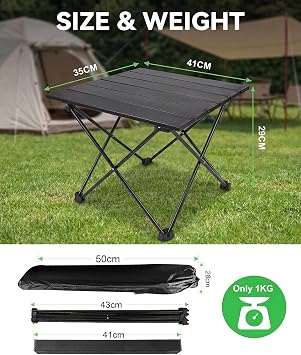 MOXTOYU Foldable Camping Table, Small Lightweight Portable Outdoor Picnic Table with Carrying Bag, Compact Easy Setup Table for Camping, Beach, Garden, Patio, Indoor & Outdoor Use