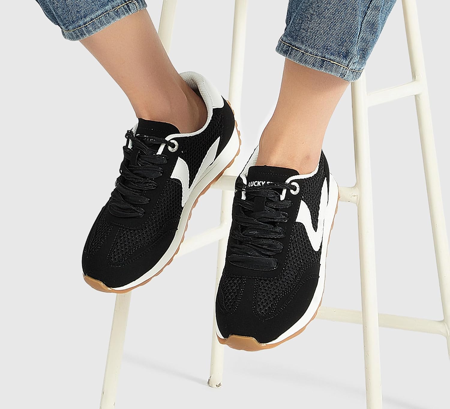 LUCKY STEP Women's Fashion Sneakers Trendy Tennis Shoes Neutral Stylish Retro Trainers Casual Running Walking Shoes - Image 8