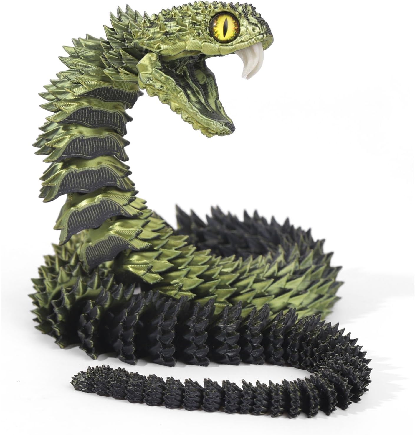 3D Printed Snake 3D Printed Animals 3D Printed Articulated Snake A Snake with Teeth, Perfect Desk Pet for Animal Collectors,3D Printed Snake Toys (Black Gold)