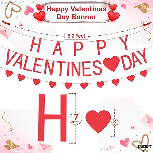 Miniatura 4 de KatchOn, Cartel de fieltro para el día de San Valentín, 8.2 pies, sin bricolaje, guirnalda de corazón, guirnalda de San Valentín para decoraciones