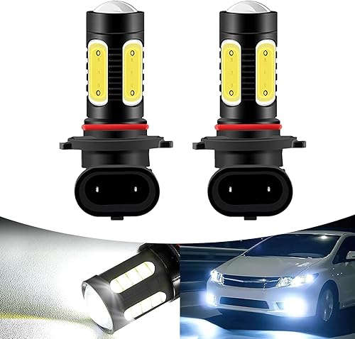 Jewkot 2 luces antiniebla LED superbrillantes 9006 para automóvil, 0.7 x 2.4 x 0.98 pulgadas, 5 chips COB con lente de enfoque, cuerpo de lámpara de