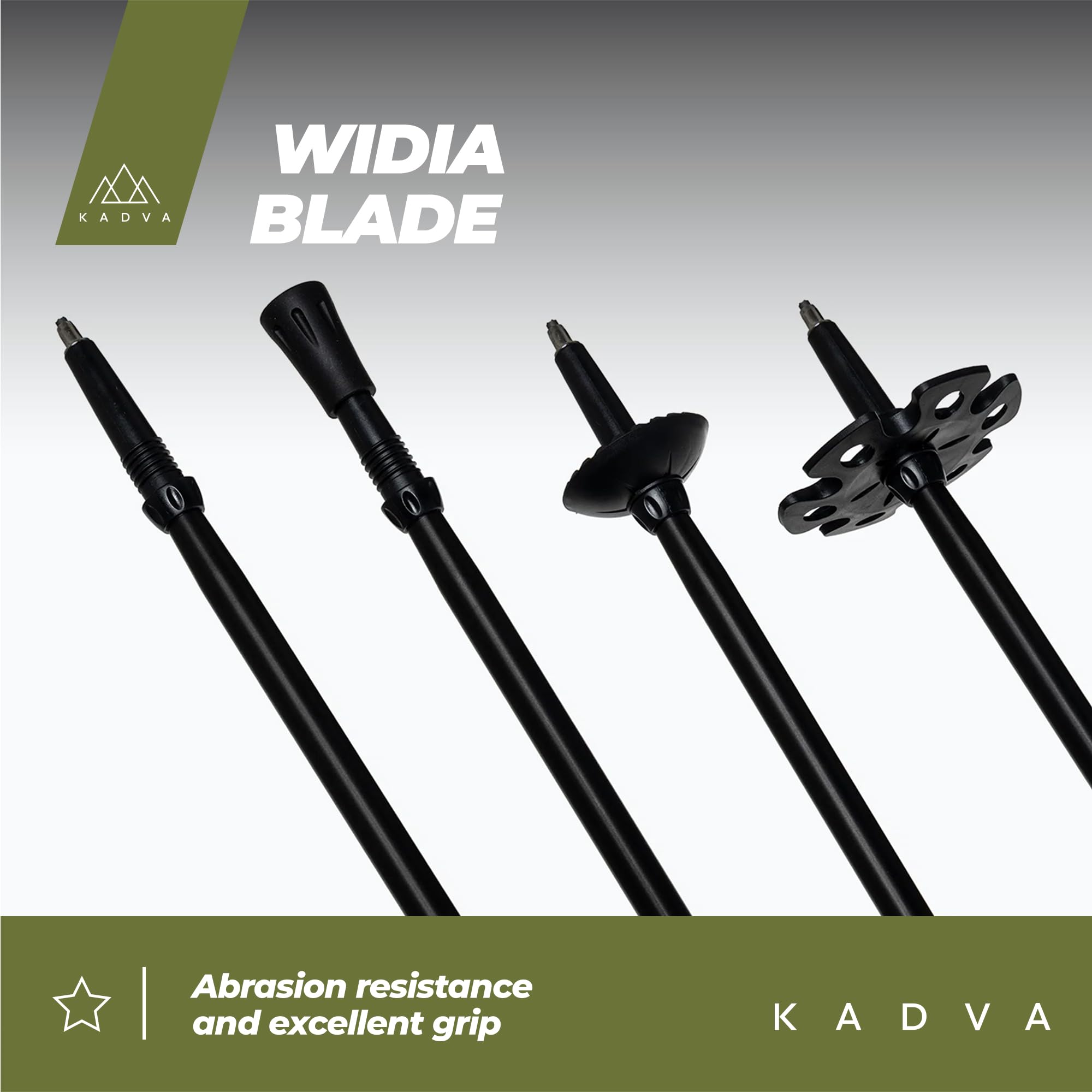 KADVA Bastones de Trekking SAJAMA en Color Azul, tamaño Ajustable 65-135 cm, Mango de Polipropileno, TPR y Espuma EVA para Mayor Comodidad al Usuario, Bastones de Aluminio, robustos y Resistentes a