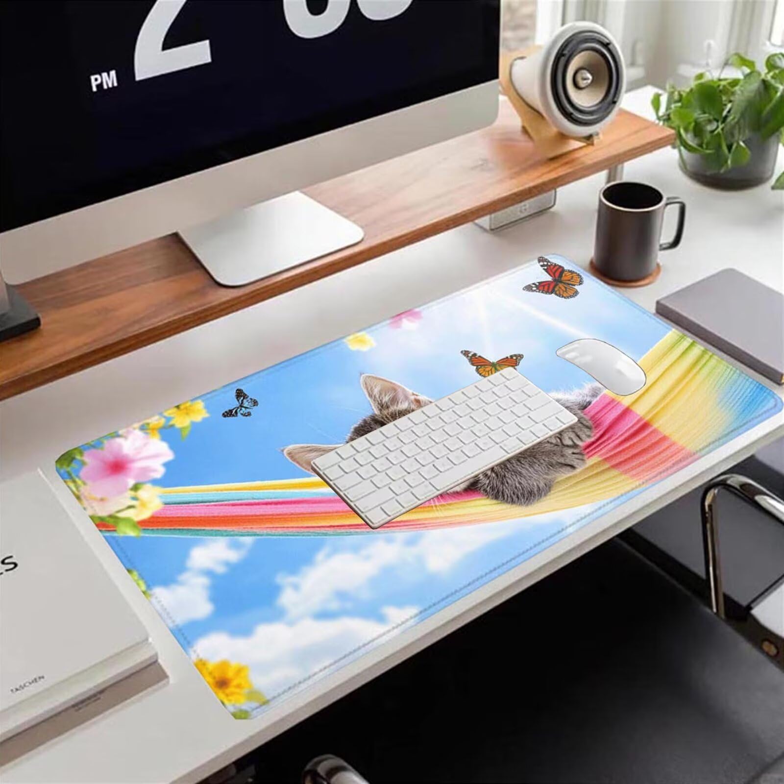 Gamingowa podkładka pod mysz 1200 x 600 x 3 mm, XXL, wodoszczelna, odporna na ścieranie, z przyszytymi krawędziami, niebieska, podkładka na biurko, poprawia prędkość i precyzję pod laptopa, komputera