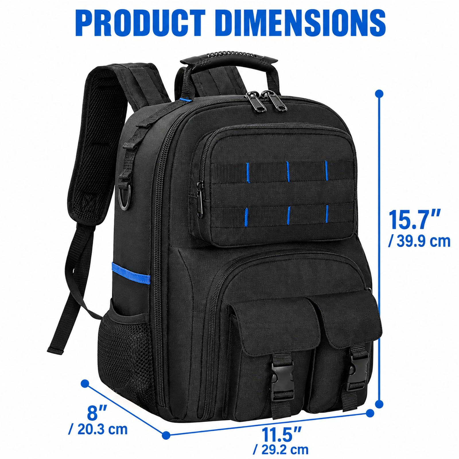 Zaino porta attrezzi 59 tasche resistente all'acqua organizzazione (Blu)