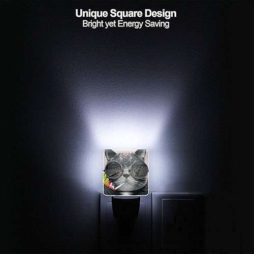 Miniatura 5 de OVPSZFYO Luces nocturnas de gato geniales enchufables para pared, luz nocturna LED con sensor de anochecer a amanecer para inodoro, dormitorio,