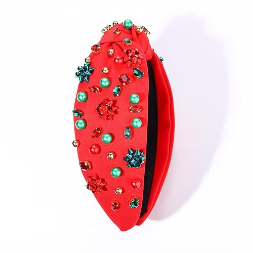 Vista 178 de Diadema de Navidad para mujer, accesorios de Navidad con cuentas, arco de Navidad, copo de nieve, diadema anudada HOHOHO, rojo y verde, perla