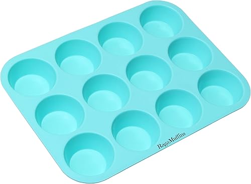 PDTXCLS HOMIEBUDS - Molde de silicona para hornear magdalenas, magdalenas, 12 tazas, 100% antiadherente, sin BPA, silicona de grado alimenticio en