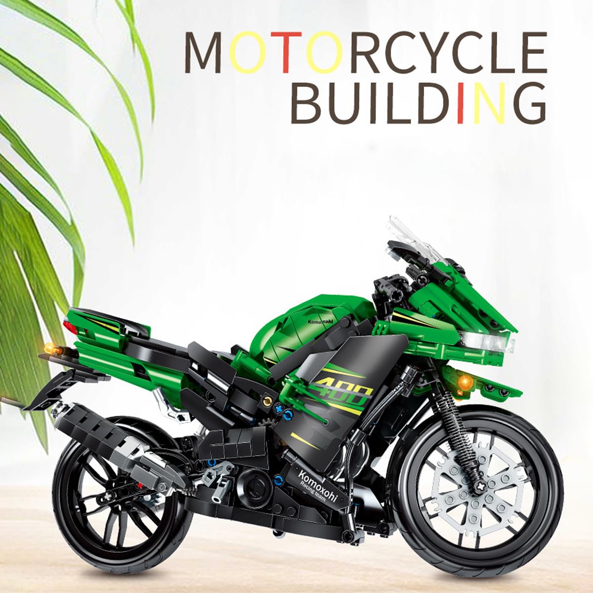 Technic - Kit di costruzione per moto Kawasaki Ninja 400, 862 pezzi, giocattoli per la costruzione di moto, kit di costruzione MOC Super Moto, compatibile con le principali marche