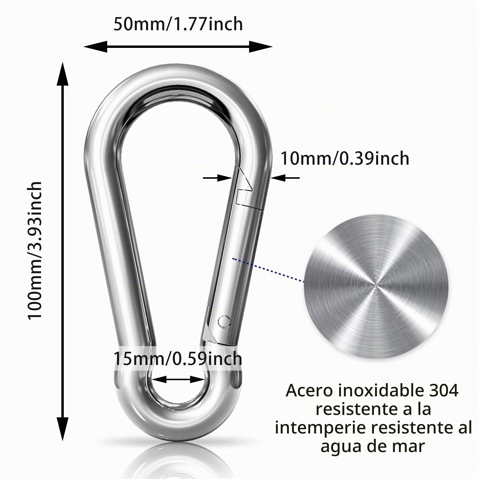 LISOPO Mosquetón Set Acero Inoxidable 304…
