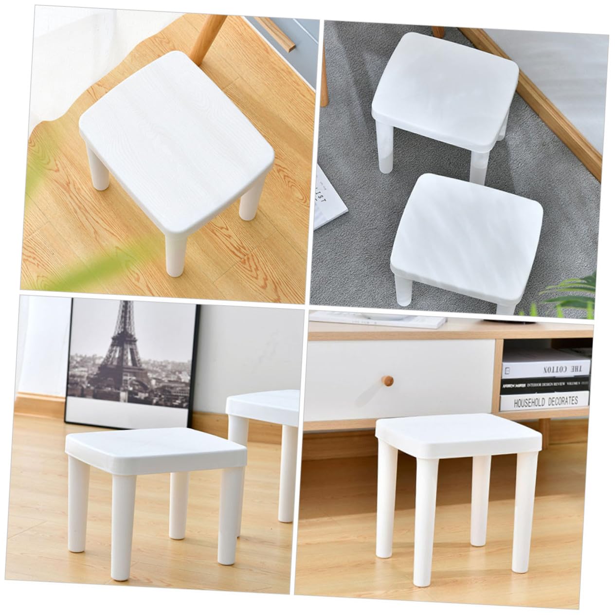 BESPORTBLE Sgabello Piccolo Antiscivolo per Bambini in Plastica Bianca, Leggero e Decorativo, per Bagno e Camera dei Bimbi