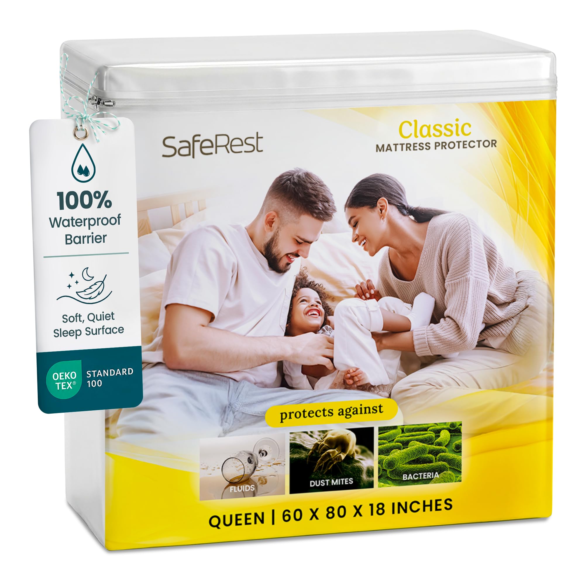 SafeRest Waterproof Mattress Protector Queen Size