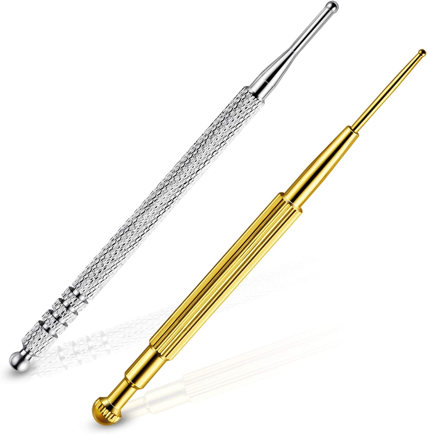 Facial Reflexology Massage Tool Retractable Acupuncture Pen, Stainless Steel Double Headed Spring Loaded Ear and Body Point Probe Pen(6 Pieces)