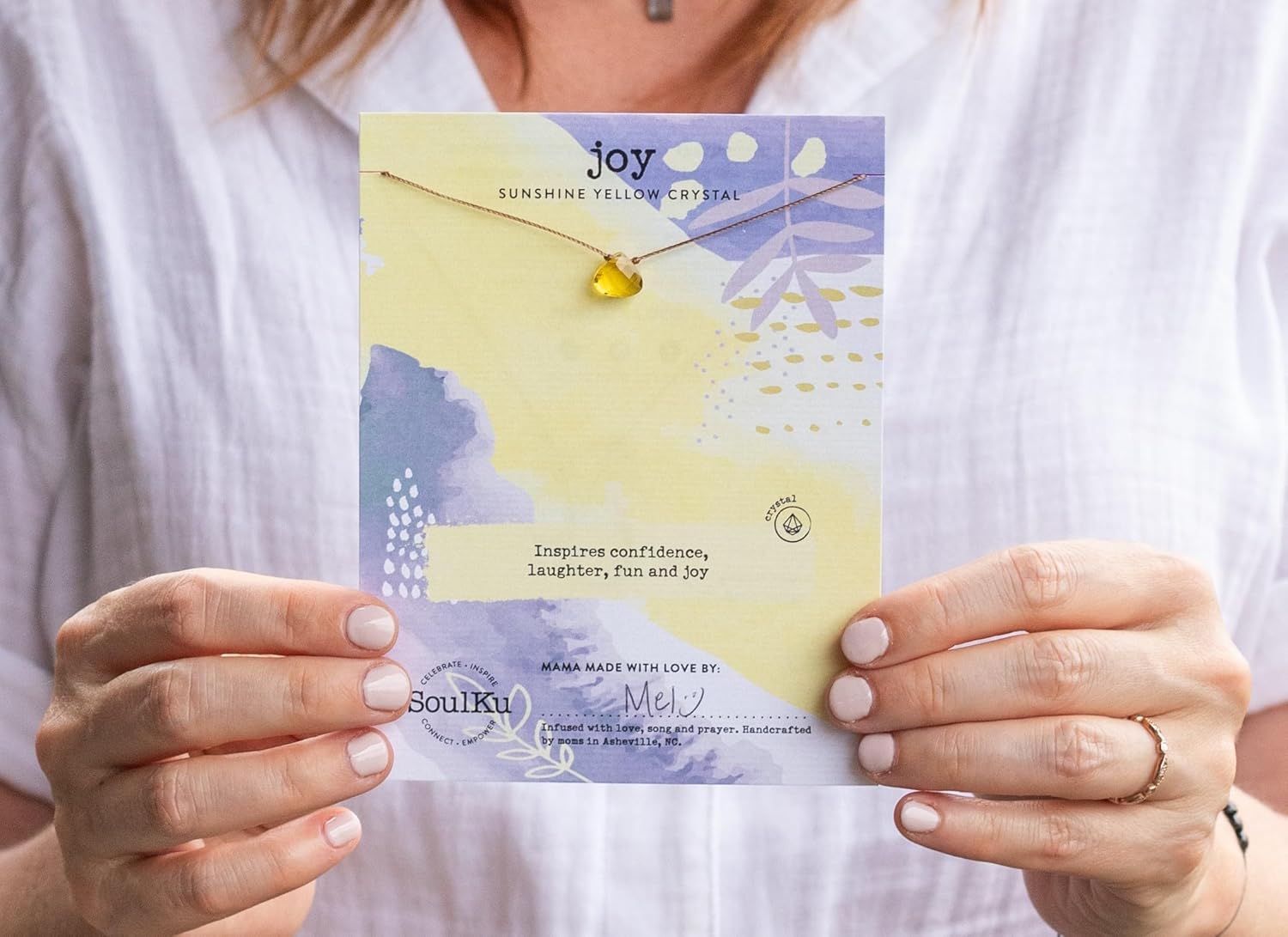 SOULKU Crystal Necklace, Handmade Healing Crystal Jewelry, Inspirational Jewelry For Women, 9x9 mm Cut Glass Crystal, Lobster Clasp and Extender with 16" Nylon Cord - Image 4