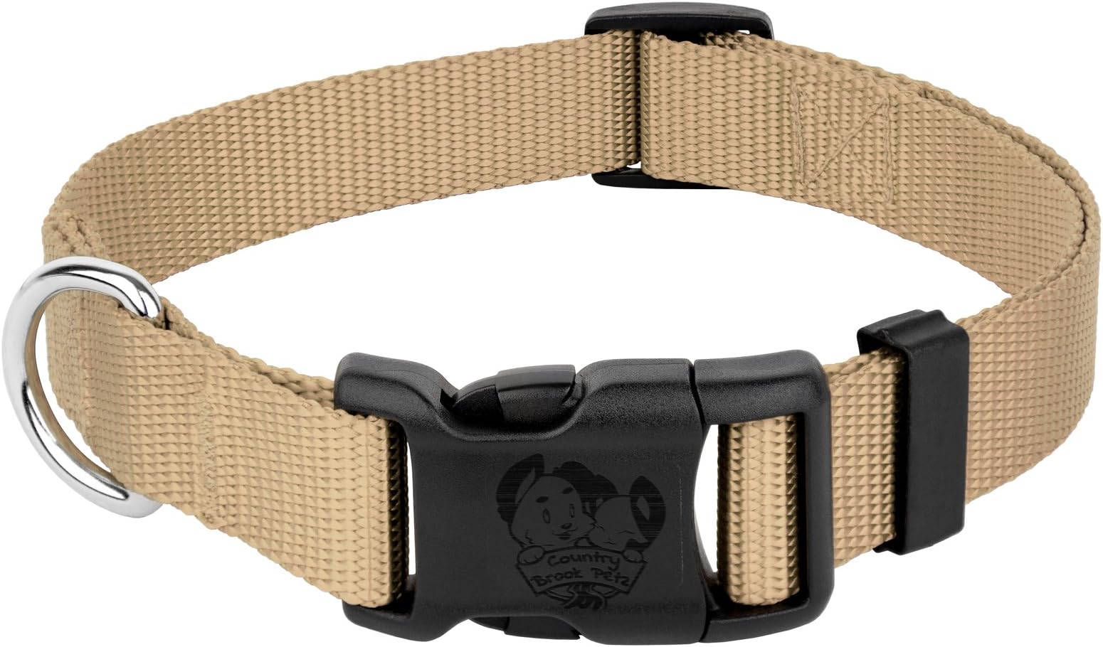 Country Brook Petz - 30+ Vibrant Colors - American Made Deluxe Nylon Dog Collar with Buckle (Medium, 3/4 Inch Wide, Copper Gold)