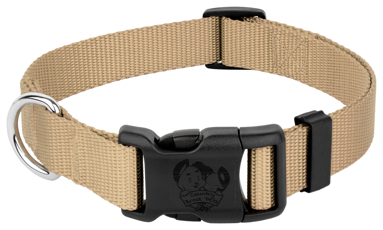 Country Brook Petz - 30+ Vibrant Colors - American Made Deluxe Nylon Dog Collar with Buckle (Medium, 3/4 Inch Wide, Copper Gold)