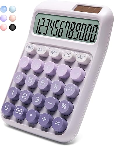 Miniatura 7 de Calculadora de escritorio, 12 dígitos, pantalla LCD grande, botones grandes, calculadoras de escritorio solares y de batería de doble potencia, Azul