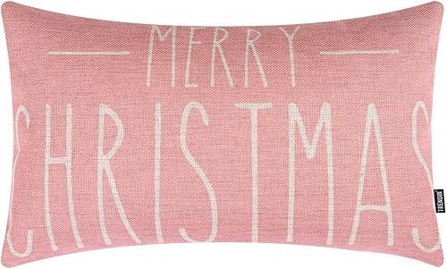 TRENDIN Funda de almohada navideña para sofá, 12 x 20 pulgadas, decoración navideña de granja, funda de almohada lumbar para el hogar, sofá, color