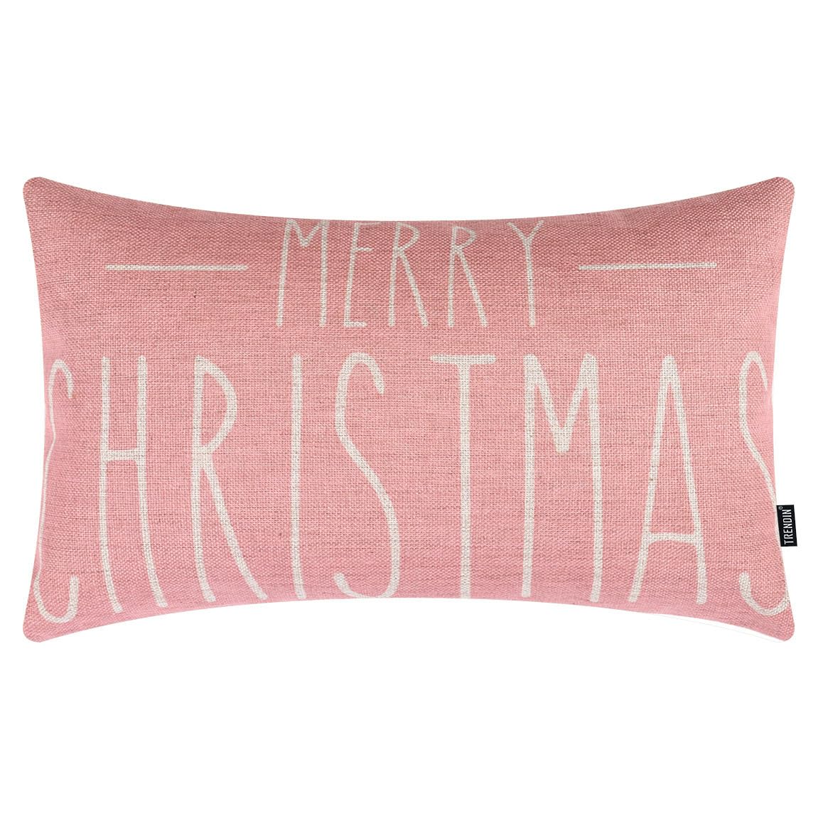 TRENDIN Christmas Couch Pillow Cover 12x20 Farmhouse Christmas Decoration Holiday Throw Lumbar Pillow Case for Home Couch Pink PL1062TR