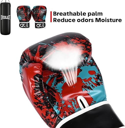 Vista 4 de CKE Guantes de boxeo para niños y niñas, jóvenes de 5 a 12 años, guantes de boxeo de entrenamiento para saco de boxeo, kickboxing, muay thai