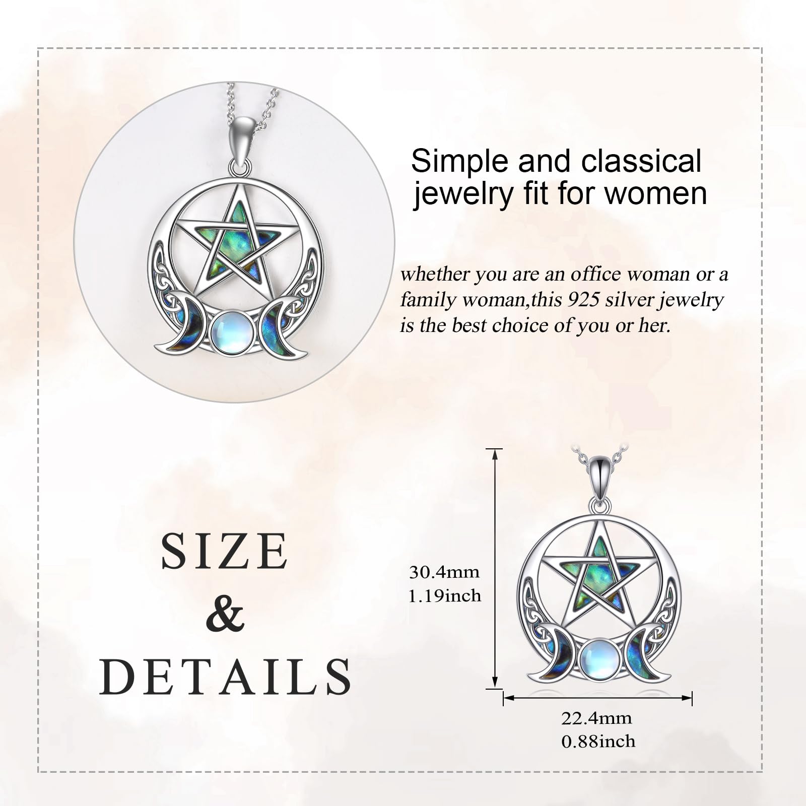 YAFEINI Pentagramm Kette Damen Sterne und Mond Halskette 925 Silber Hecate Anhänger Spirituell Amulett Wiccan Pagan Zauberei Talisman Schmuck Geschenk für Herren
