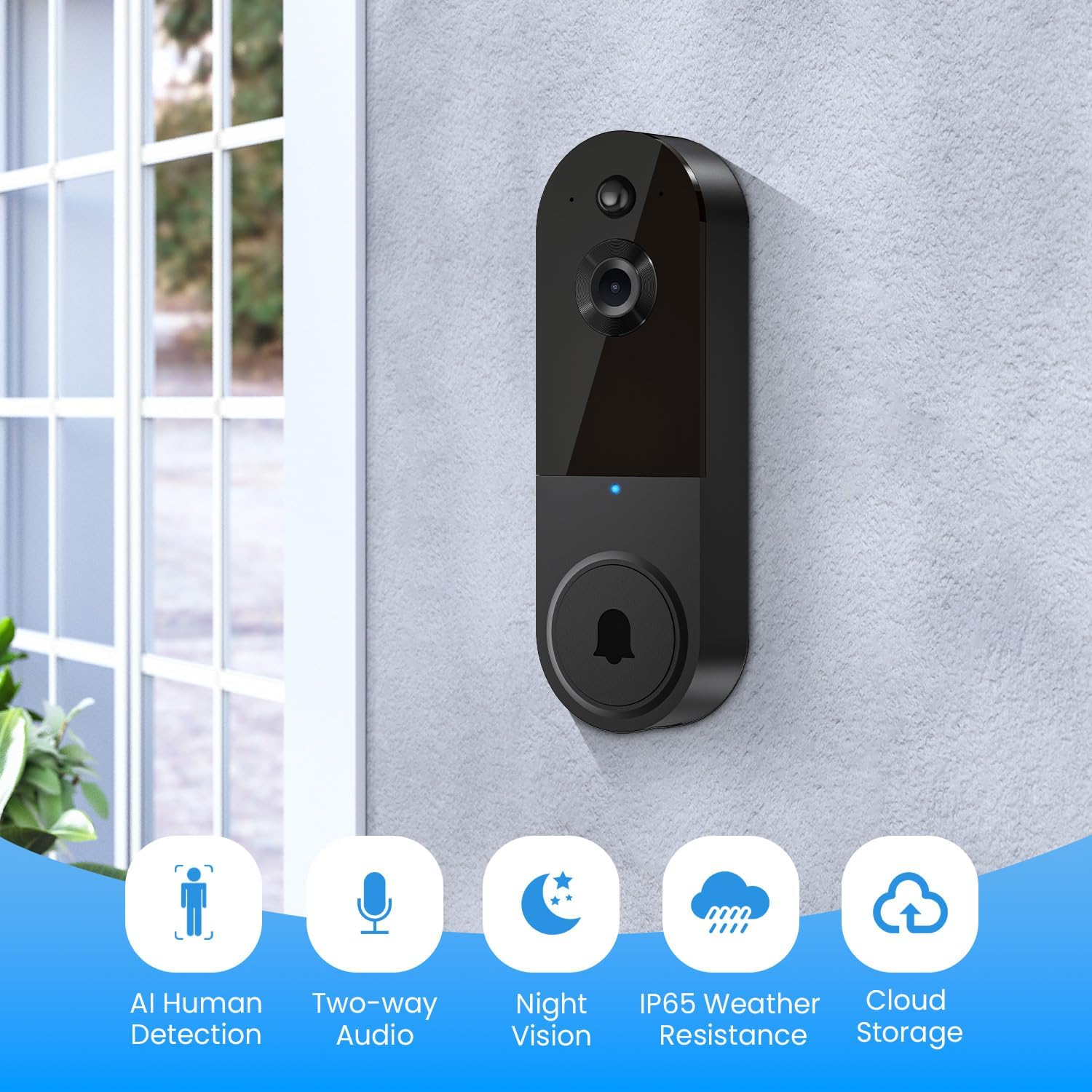 SHARKPOP 1080p Smart Wireless Video Doorbell Camera, Chime Ringer Included, AI Human Detection, 2-Way Audio, Live View, 2.4G WiFi, Night Vision, Cloud Storage, Battery Powered. 4 71kqDqQ7aZL. AC SL1500