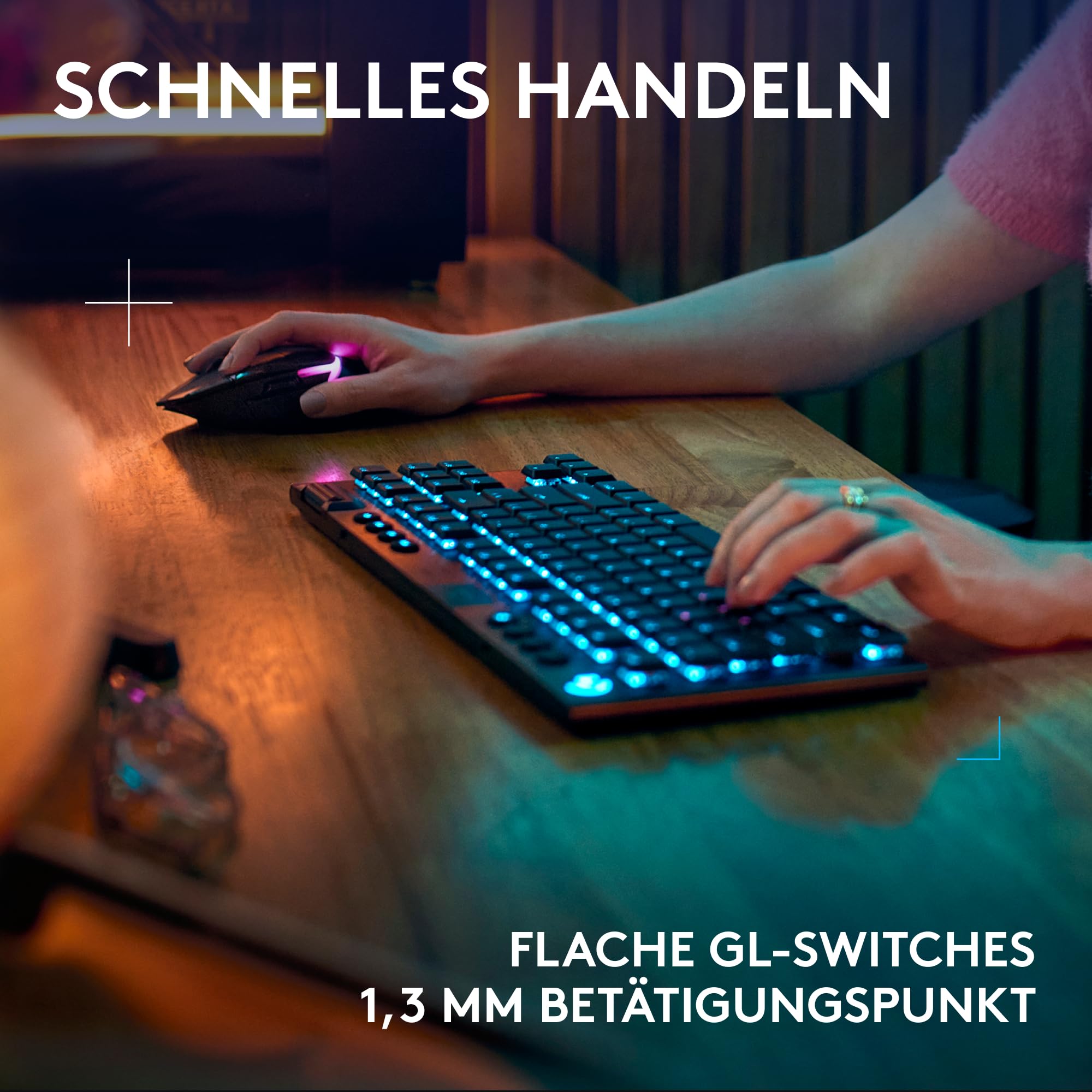Logitech G G915 X Lightspeed TKL - Flache kabellose Gaming-Tastatur mit Double-Shot-PBT-Tastenkappen, RGB-Hintergrundbeleuchtung, braunen taktilen GL-Switches für PC/Mac, DEU QWERTZ-Layout - Schwarz