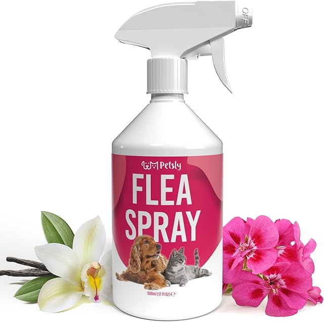 Petsly Pet Flea Treatment - Dog & Cat Flea Spray for the Home: Tick and Flea Treatment for Dogs & Flea Treatment Cat - Cat Flea Treatment & Dog Flea Treatment - Alternative to Dog Flea Collars, 500ml