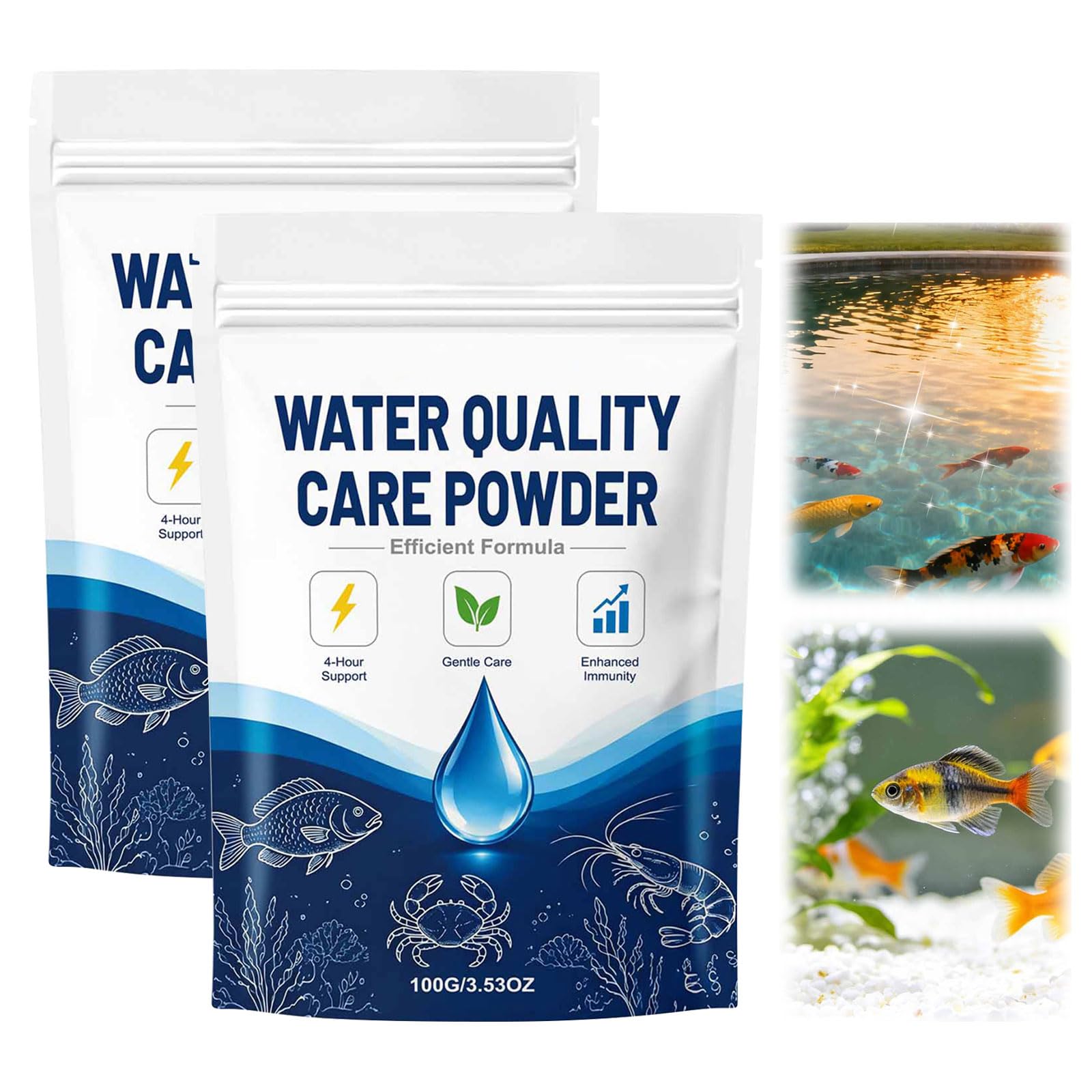 500g Aqua Guardian Pro Formula for Pond & Aquarium, Easy-Mix Water Care Support, Aquatic Care Powder for Fish Shrimp & Crab, Easy To Use, Gentle Care, Clear Long-Lasting, Resealable Pouch (200g)