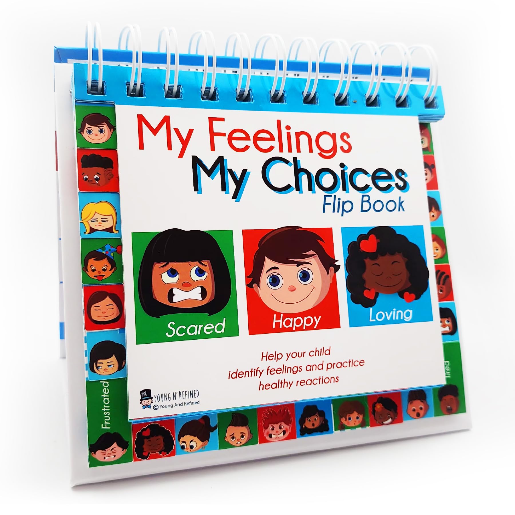My Feelings My Choices Flip Book Tool for teaching processing 22 different emotions for children (NEW Edition now with finger tabs 6x6) Young N Refined