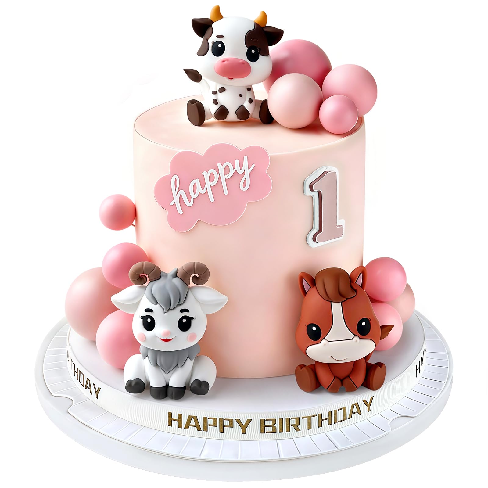 14 Pieces Farm Cake Decorations with Horse, Cow, Sheep, Farm Animal Cake Toppers for Animal Theme Birthday Party Cake Decorations