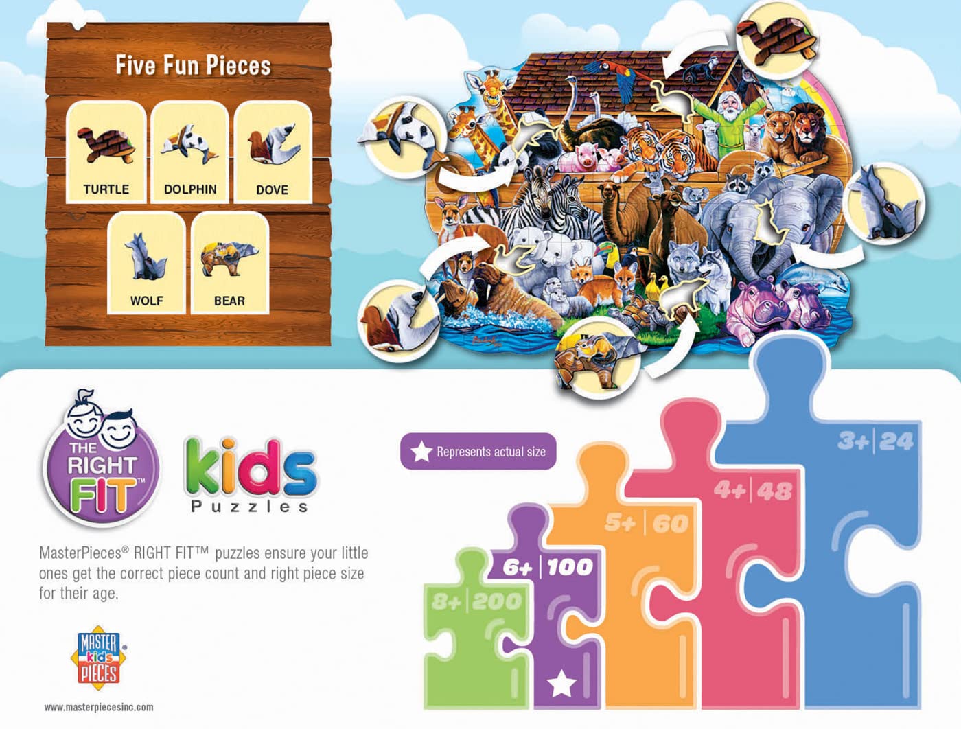 MasterPieces 100 Piece Shaped Jigsaw Puzzle for Kids - Noah's Ark - 14"x19" - Image 3