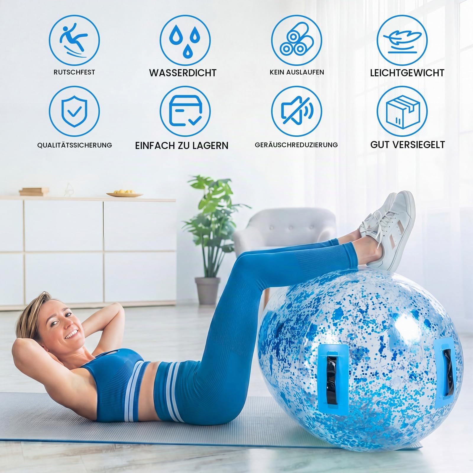 Gemscream Aufblasbare Gymnastikmatte, 101,6 x 61 cm, Glitzer, Gymnastikzylinder, Rückenausrüstung, Handtraining, Cheerleading, Yoga, Heimgebrauch