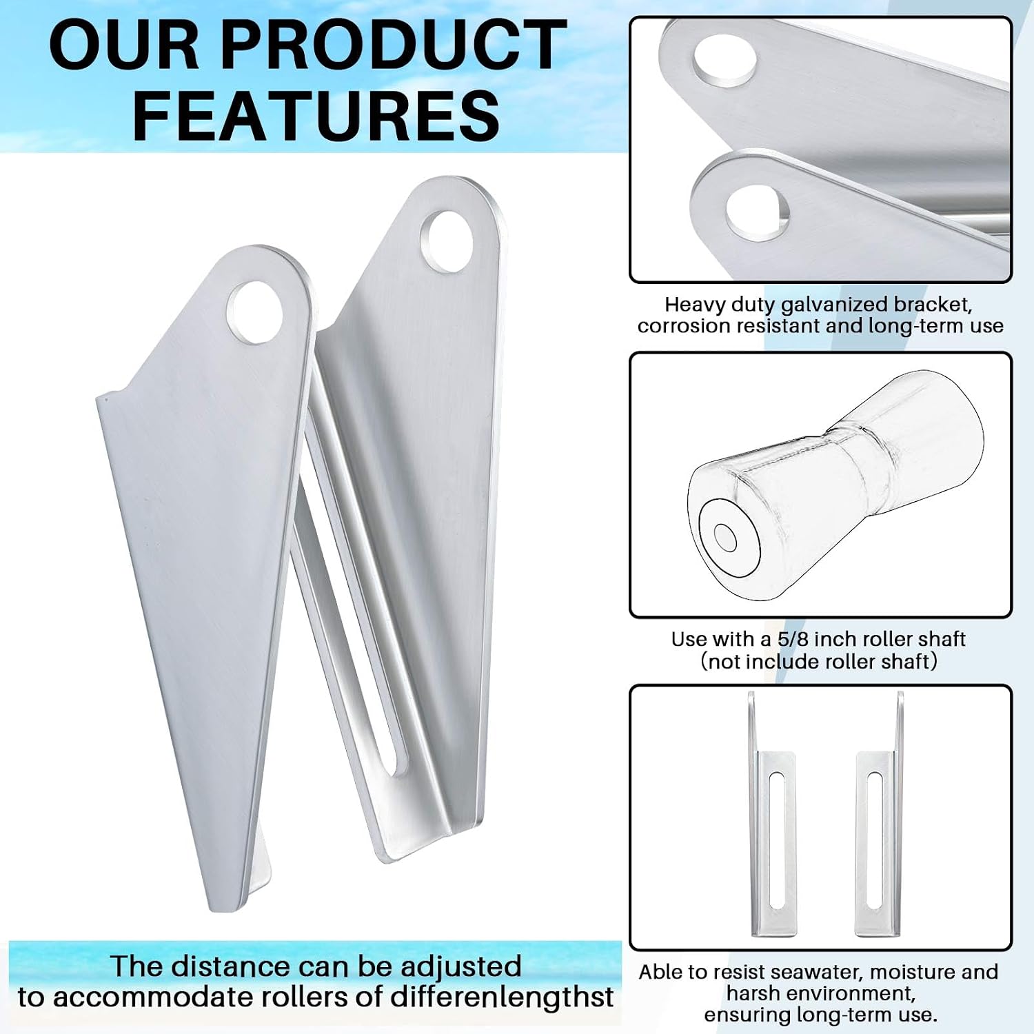 Frienda 2 Pcs Keel Roller Bracket Galvanized Boat Trailer Roller Holder Keel Holder Split Brackets Accessories for Boat Easy Water Launch