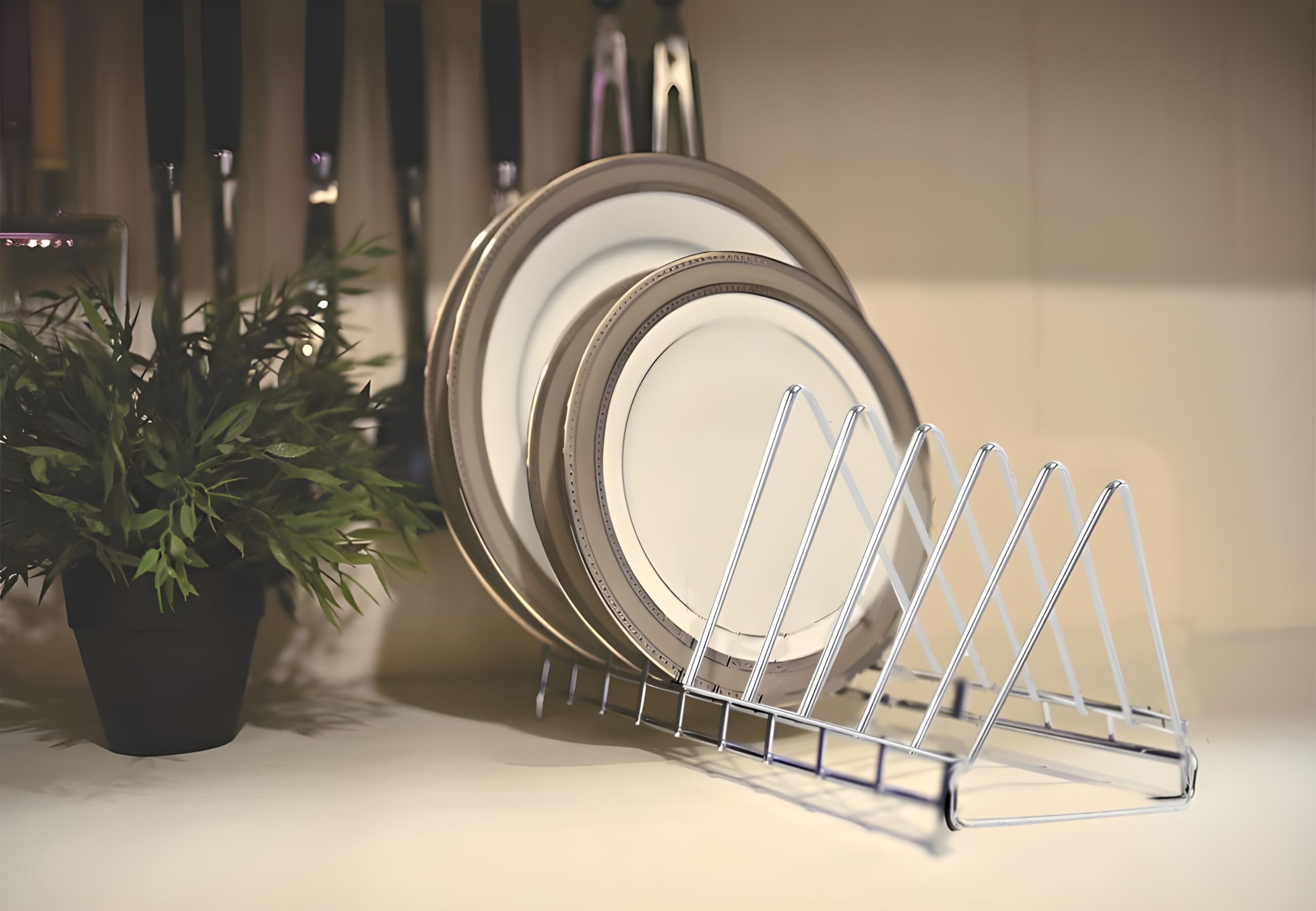 GRIDKITCHEN Multipurpose Chrome Plated Stainless Steel Dish thali Plate Rack Holder Stand for Kitchen Utensil Rack Pot lid Holder (8 Sections Plate Rack) Pack of 1 (B0D1GWXYP2) Amazon Price History, Amazon Price Tracker